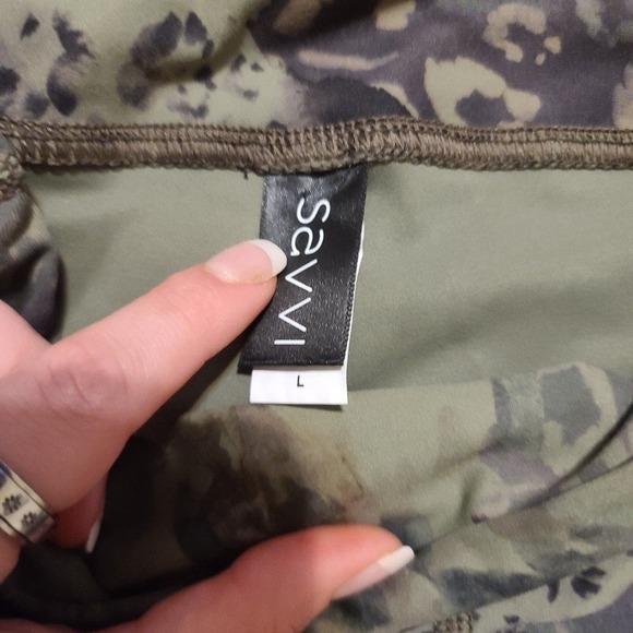Savvi green patterned leggings size large - Picture 3 of 4